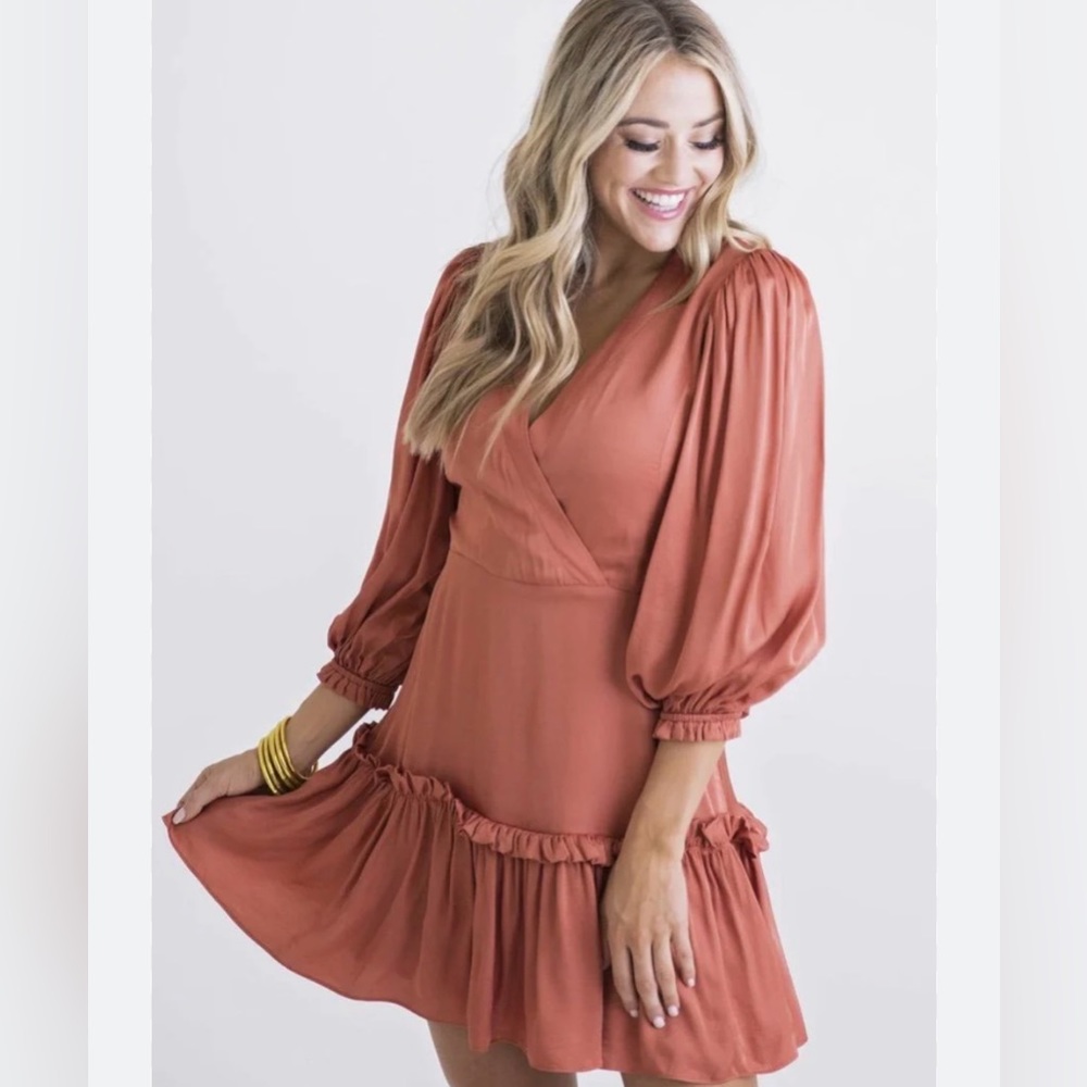 Karlie Satin Wrap Dress Small/ Medium NWT